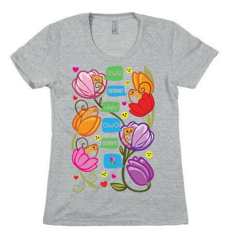 Harvest Mice Emoji Floral Pattern Womens T-Shirt