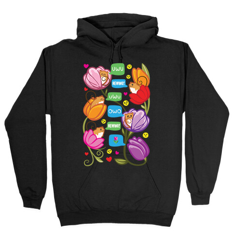 Harvest Mice Emoji Floral Pattern White Print Hooded Sweatshirt