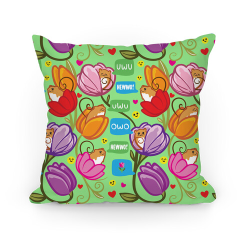 Harvest Mice Emoji Floral Pattern Pillow