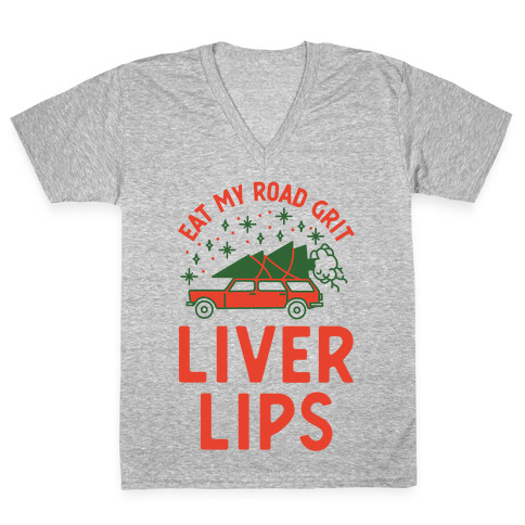Eat My Road Grit Liver Lips V-Neck Tee Shirt