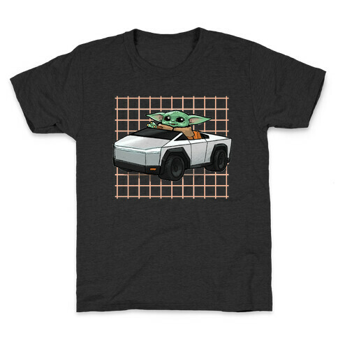 Baby Yoda in a Cyber Truck Kids T-Shirt