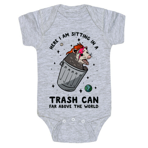 Here I am Sitting in a Trash Can Far Above the World Opossum Baby One-Piece