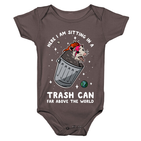 Here I am Sitting in a Trash Can Far Above the World Opossum Baby One-Piece