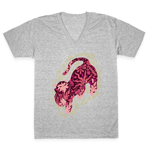 Floral Tiger  V-Neck Tee Shirt