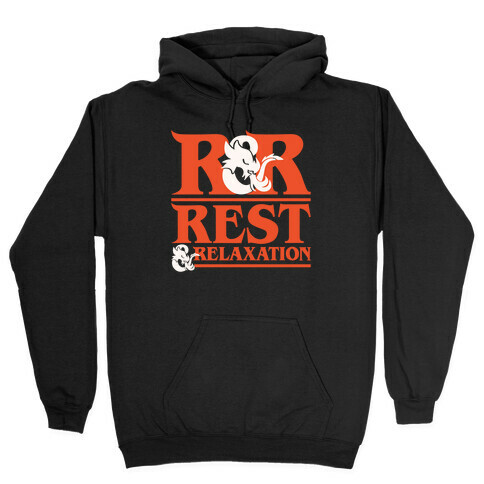 Rest & Relaxation D&D Parody White Print Hooded Sweatshirt