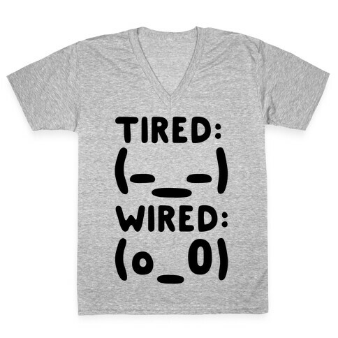 Tired And Wired Emoticons V-Neck Tee Shirt