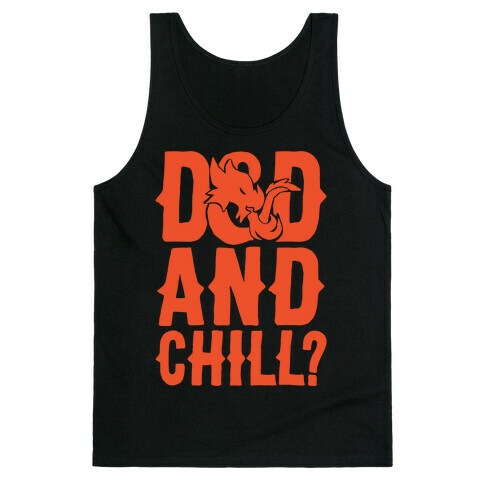 D & D and Chill Parody White Print Tank Top