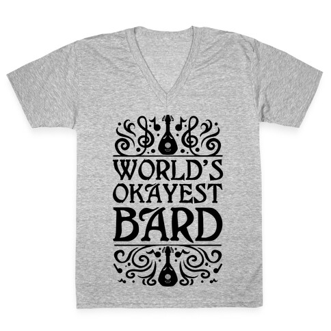 World's Okayest Bard V-Neck Tee Shirt