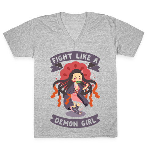 Fight Like a Demon Girl Nezuko V-Neck Tee Shirt