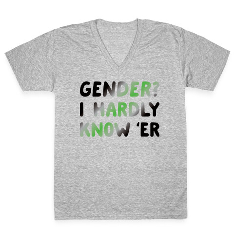 Gender? I Hardly Know 'Er Agender V-Neck Tee Shirt
