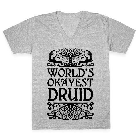 World's Okayest Druid V-Neck Tee Shirt