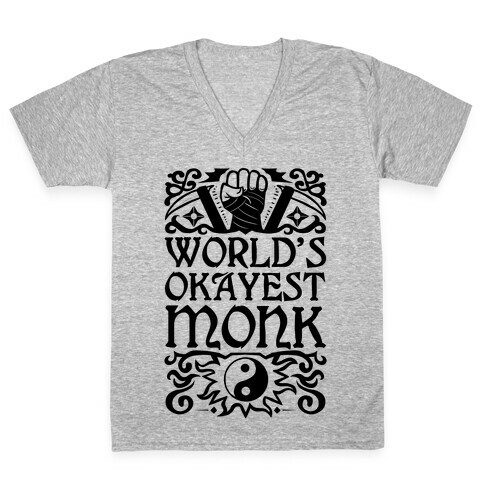 World's Okayest Monk V-Neck Tee Shirt