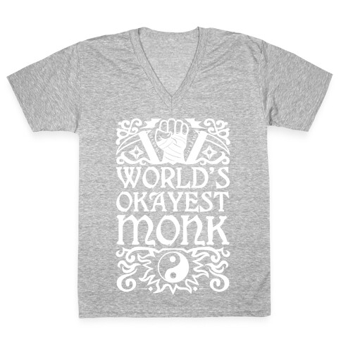 World's Okayest Monk V-Neck Tee Shirt