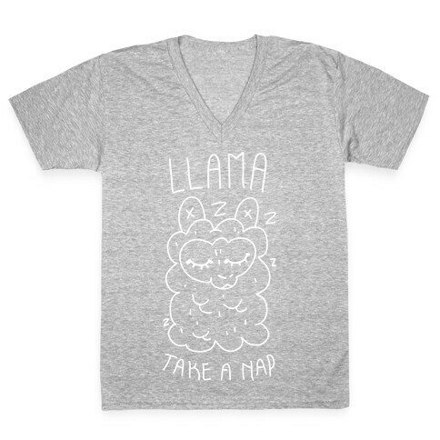 Llama Take a Nap V-Neck Tee Shirt