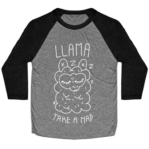 Llama Take a Nap Baseball Tee