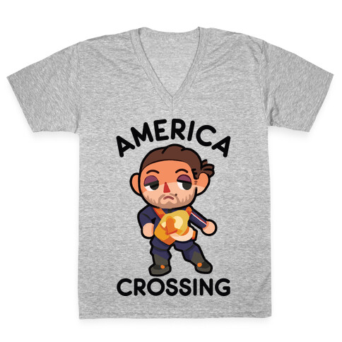 America Crossing Parody V-Neck Tee Shirt