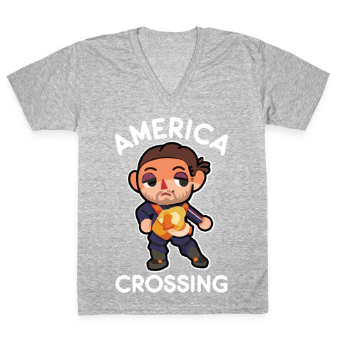 America Crossing Parody V-Neck Tee Shirt