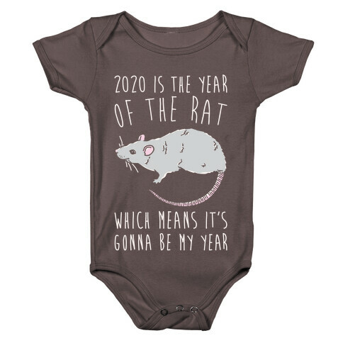 2020 Is The Year of The Rat White Print Baby One-Piece