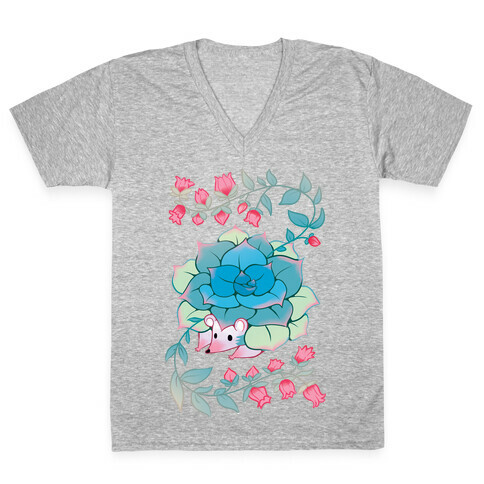 Hedgehog Succulent V-Neck Tee Shirt