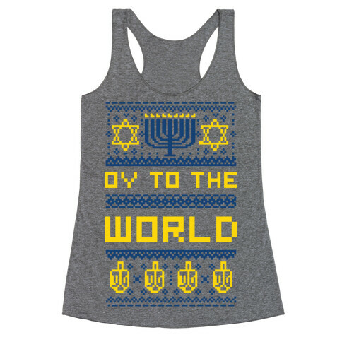 Oy To The World Ugly Sweater Racerback Tank Top