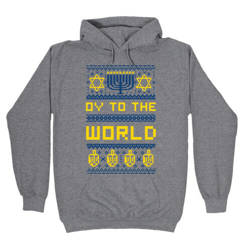 Oy To The World Ugly Sweater Hooded Sweatshirt