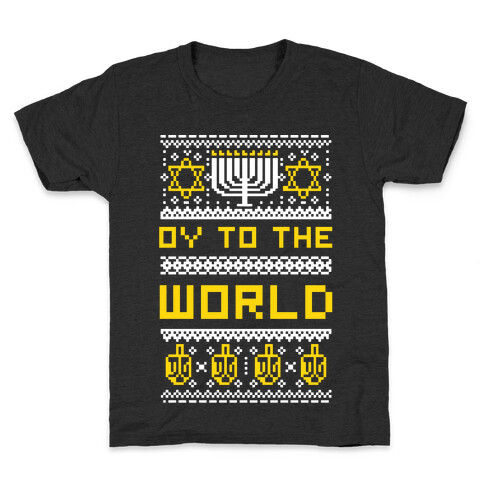 Oy To The World Ugly Sweater Kids T-Shirt