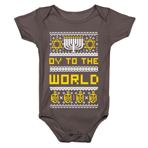 Oy To The World Ugly Sweater Baby One-Piece