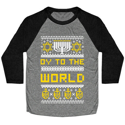 Oy To The World Ugly Sweater Baseball Tee