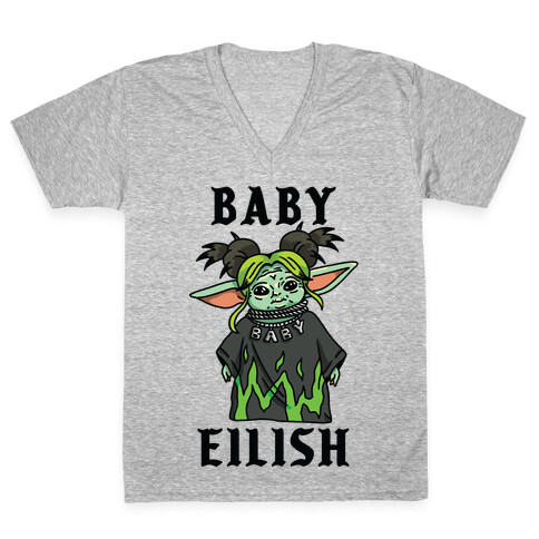 Baby Eilish Yoda Parody V-Neck Tee Shirt