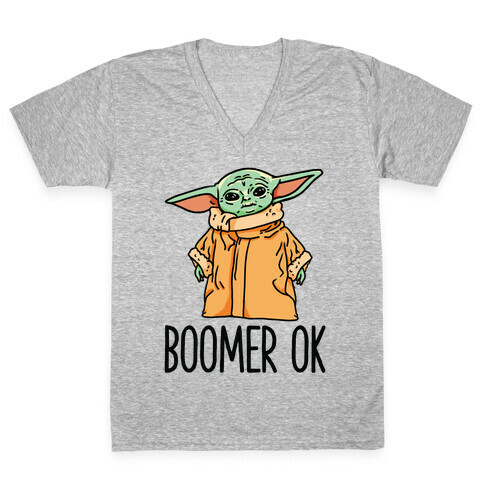 Boomer Ok Baby Yoda Parody V-Neck Tee Shirt