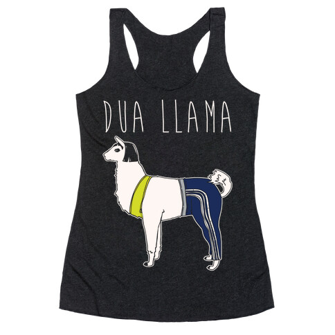 Dua Llama Parody White Print Racerback Tank Top