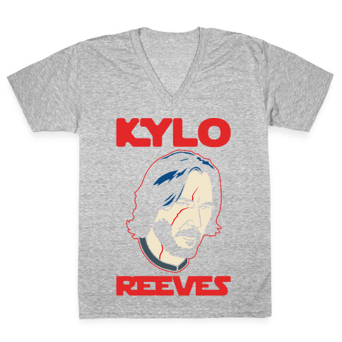 Kylo Reeves Parody White Print V-Neck Tee Shirt