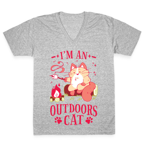 I'm An Outdoors Cat V-Neck Tee Shirt