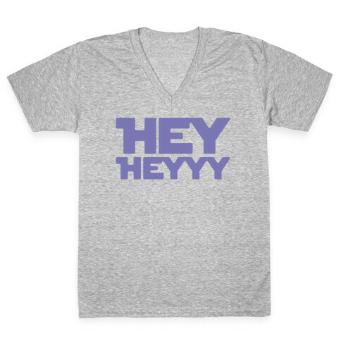Hey Heyyy Parody White Print V-Neck Tee Shirt