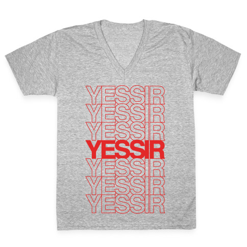 Yessir Thank You Bag Parody V-Neck Tee Shirt