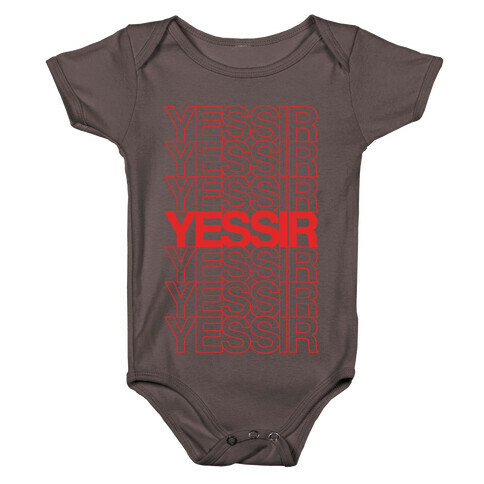 Yessir Thank You Bag Parody White Print Baby One-Piece