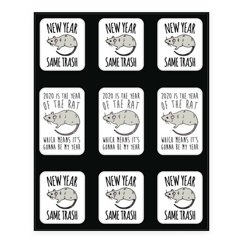 2020 Year of The Rat Trash Sticker Sheet Stickers and Decal Sheet