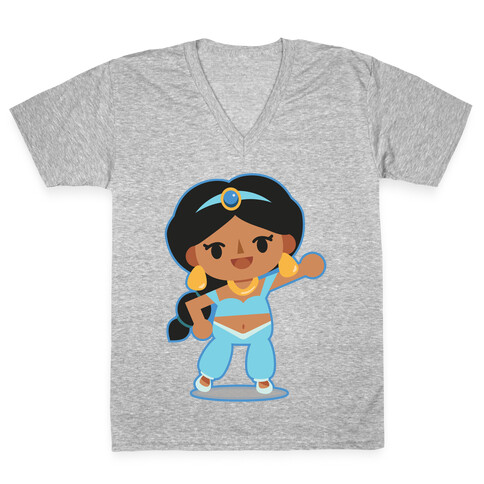 Princess Crossing Jasmine Parody Blue V-Neck Tee Shirt