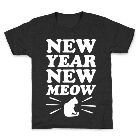 New Year New Meow White Print Kids T-Shirt