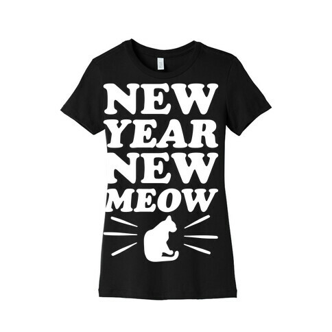 New Year New Meow White Print Womens T-Shirt