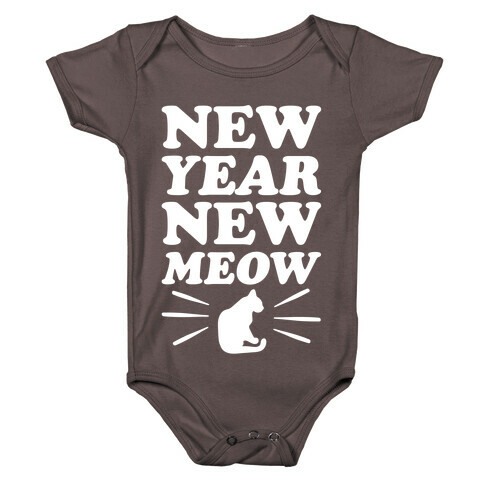 New Year New Meow White Print Baby One-Piece