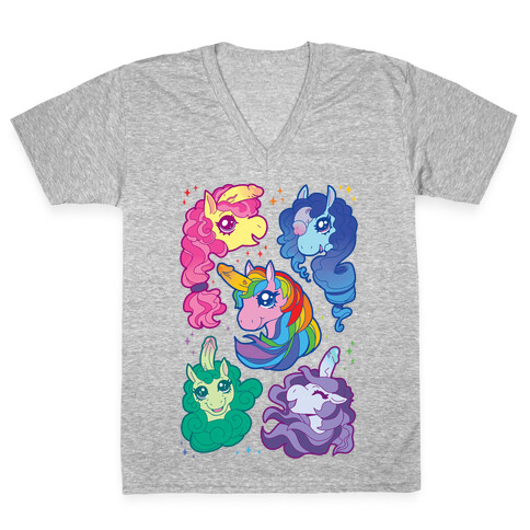 Unicorn Penis Pattern V-Neck Tee Shirt