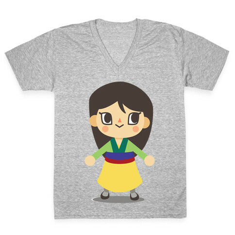 Princess Crossing Mulan Parody V-Neck Tee Shirt