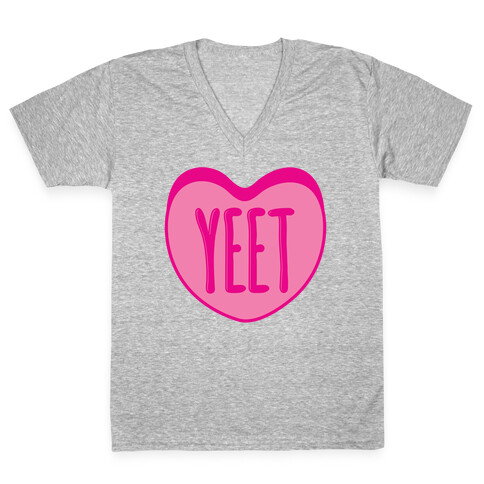 Yeet Conversation Heart White Print V-Neck Tee Shirt