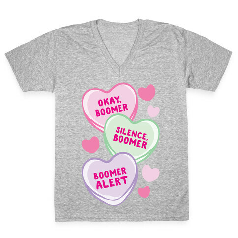 Okay Boomer Conversation Hearts  V-Neck Tee Shirt