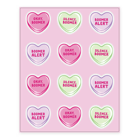 Okay Boomer Conversation Hearts  Stickers and Decal Sheet