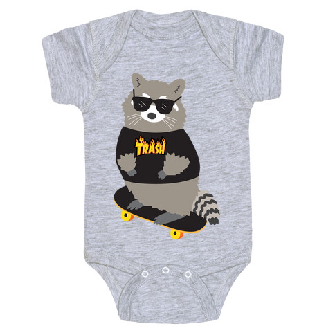 Skate Trash Raccoon Parody Baby One-Piece