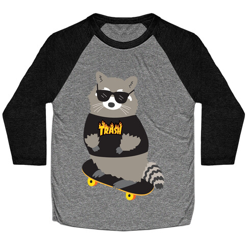 Skate Trash Raccoon Parody Baseball Tee