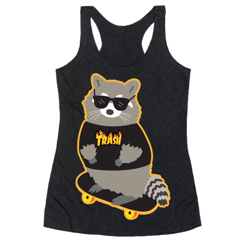 Skate Trash Raccoon Parody Racerback Tank Top