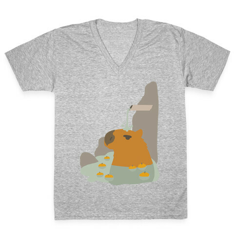 Capybara Hot Spring V-Neck Tee Shirt